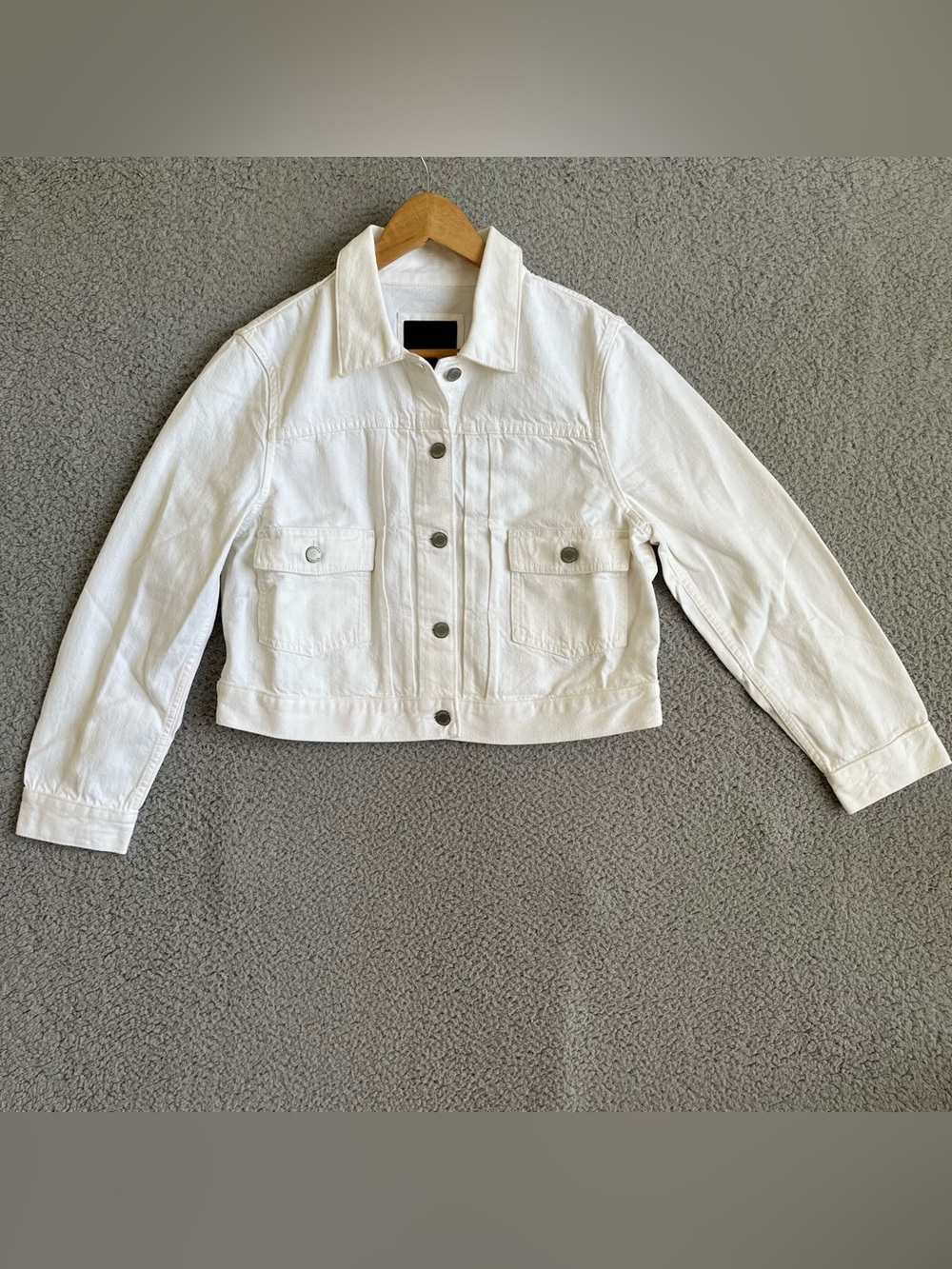 Banana Republic White Cropped Denim Jacket - Women's Size Large White